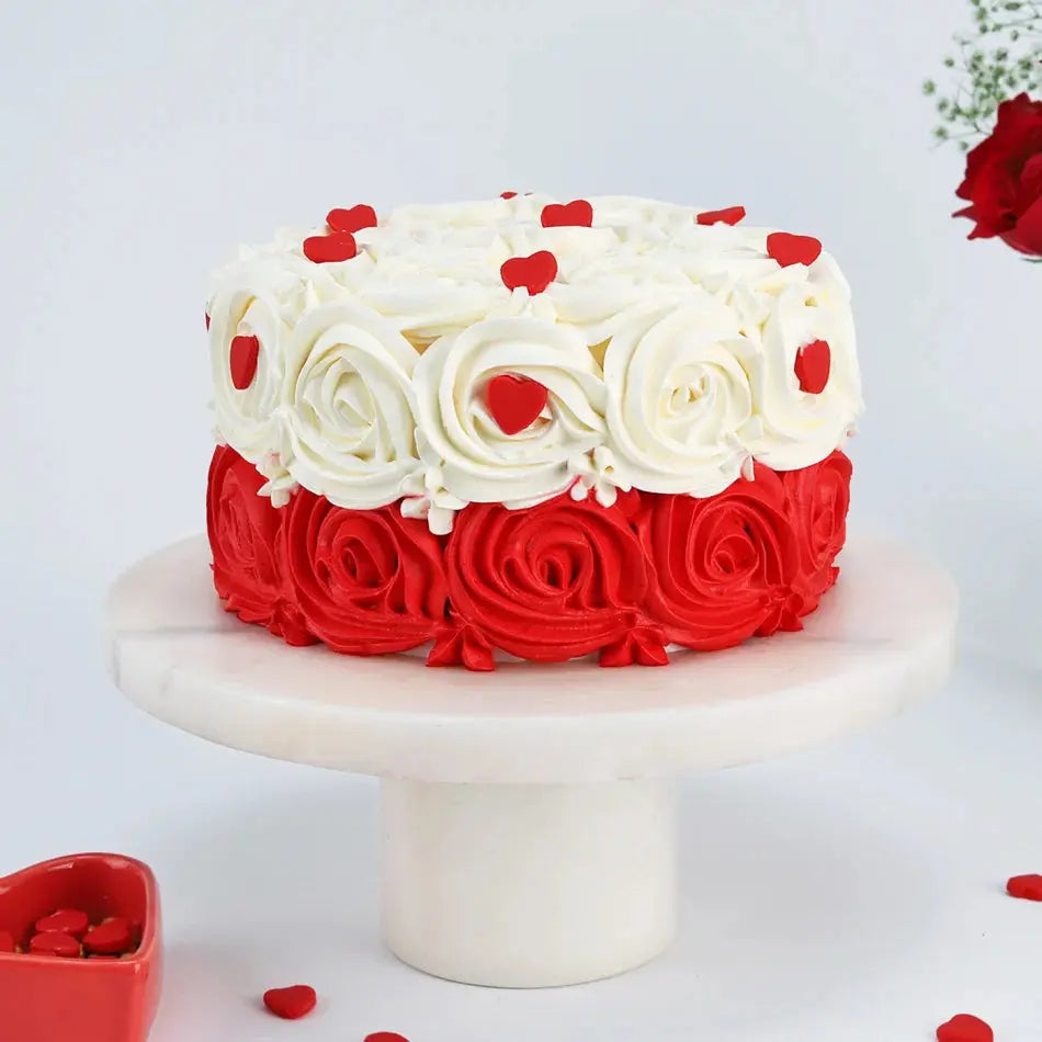 Red & White Flower Cake Thekkekara's Hot Oven Bakers
