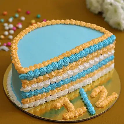 Half Birthday Blue & Gold - Model cake Hotoven Bakers